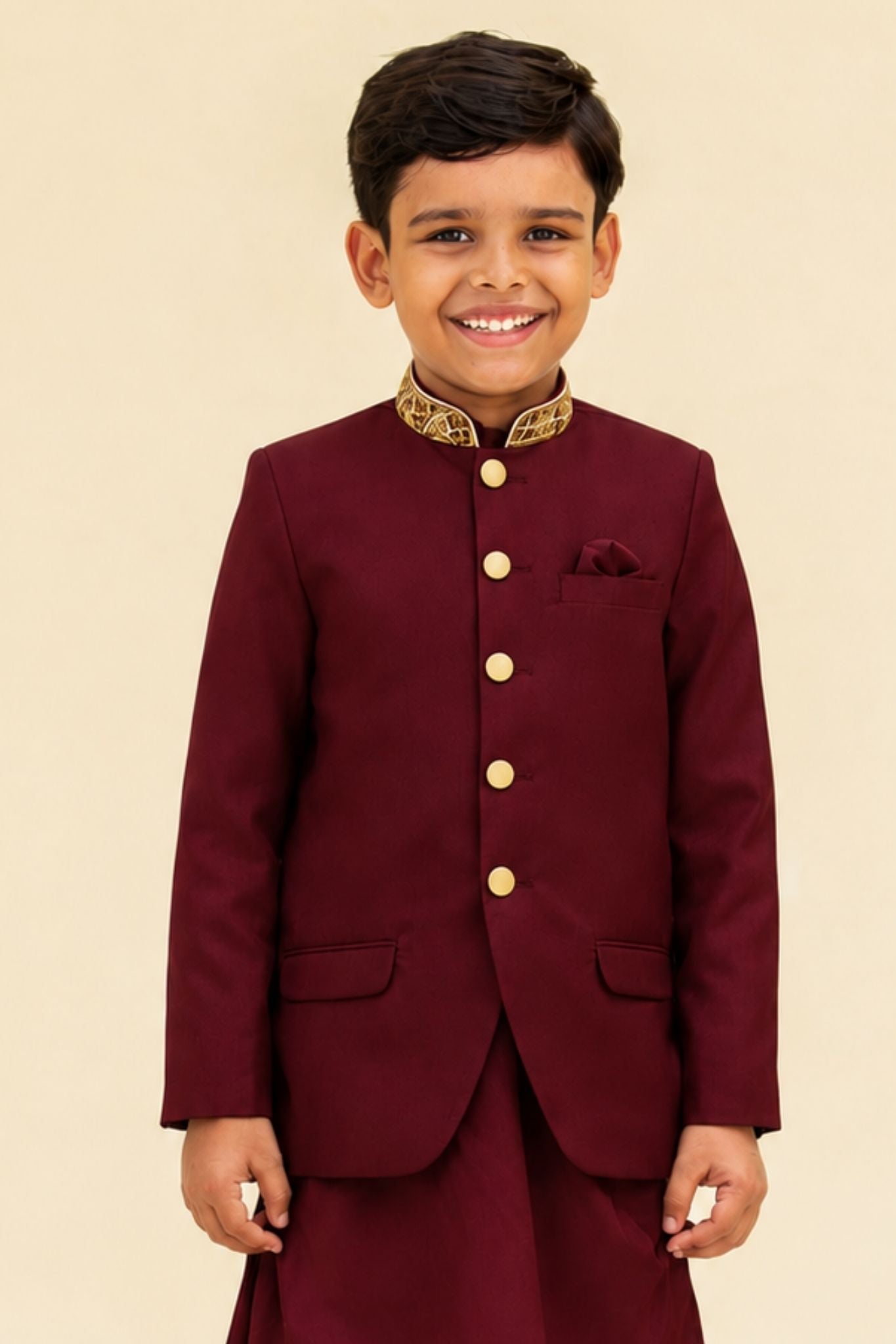 Navy, Black, Off-White, White, and Maroon Kurta Shalwar with Prince Coat (B4011) (meroon)