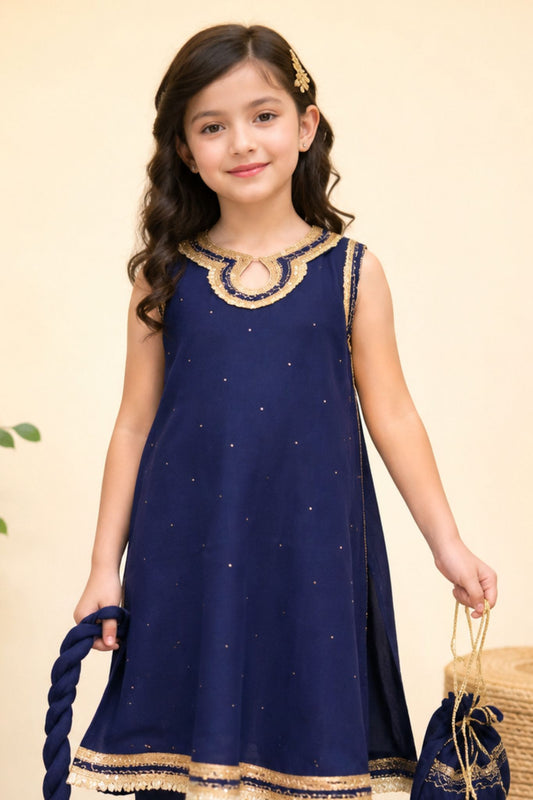 4 - piece Hyderabadi Kameez Suit with Dupatta and Batwa.G10432