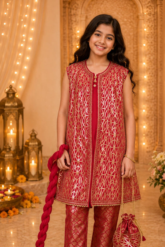 4 - piece embroidered Kameez Suit with Dupatta and Batwa.G10410 (2)