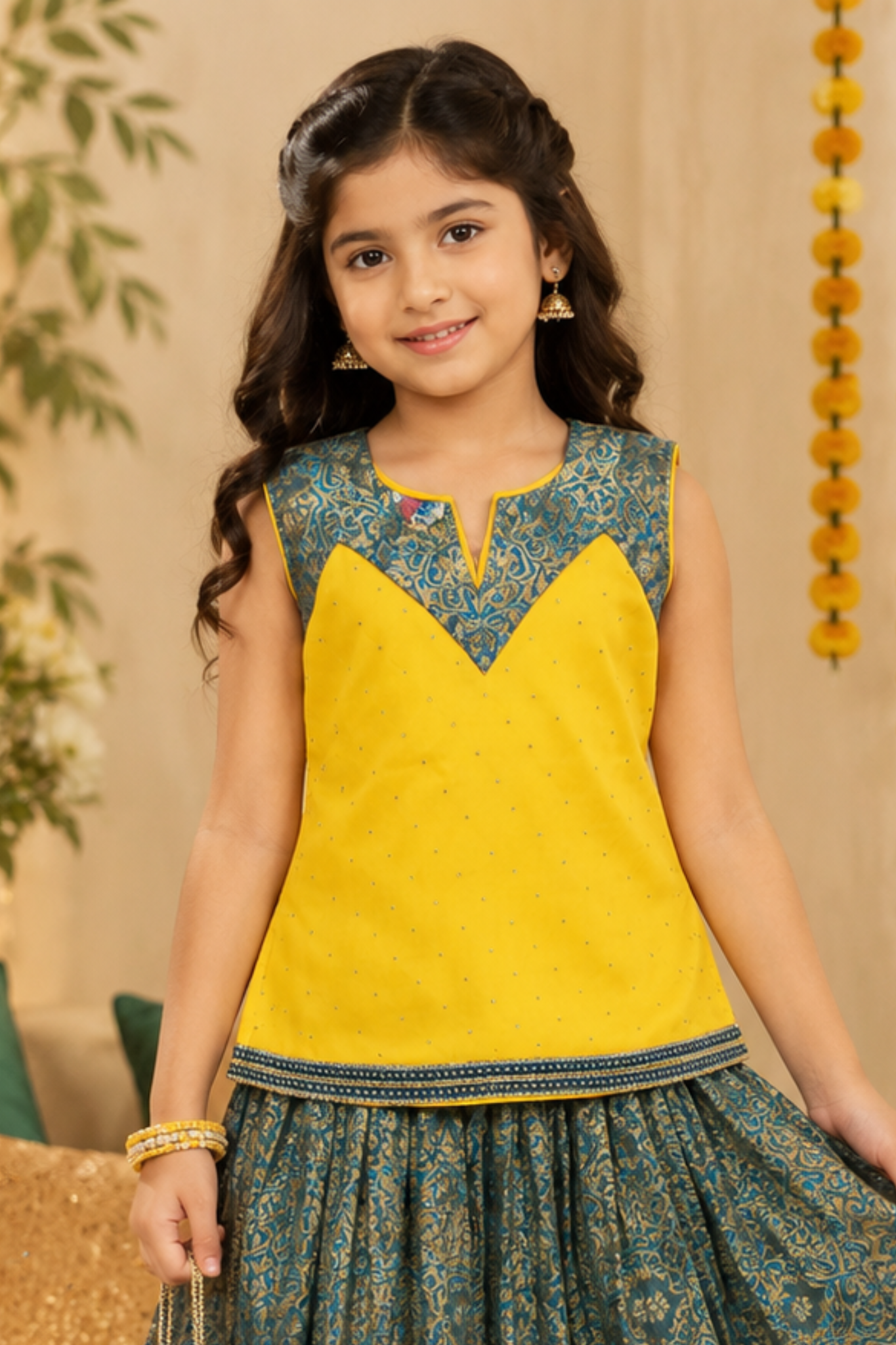 4 - piece Hand embroidered Sharara Suit with Dupatta and Batwa. M S 1