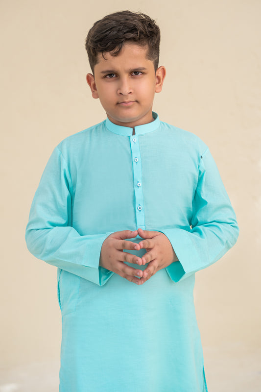 peacock blue kurta shalwar.G3091