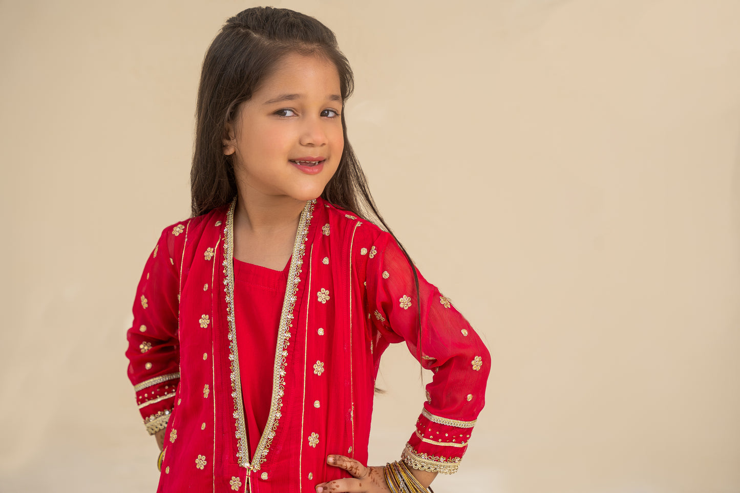 4 - piece Hand embroidered Palazzo Suit with Dupatta and Batwa.G10418