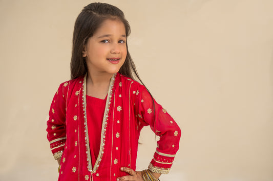 4 - piece Hand embroidered Palazzo Suit with Dupatta and Batwa.G10418