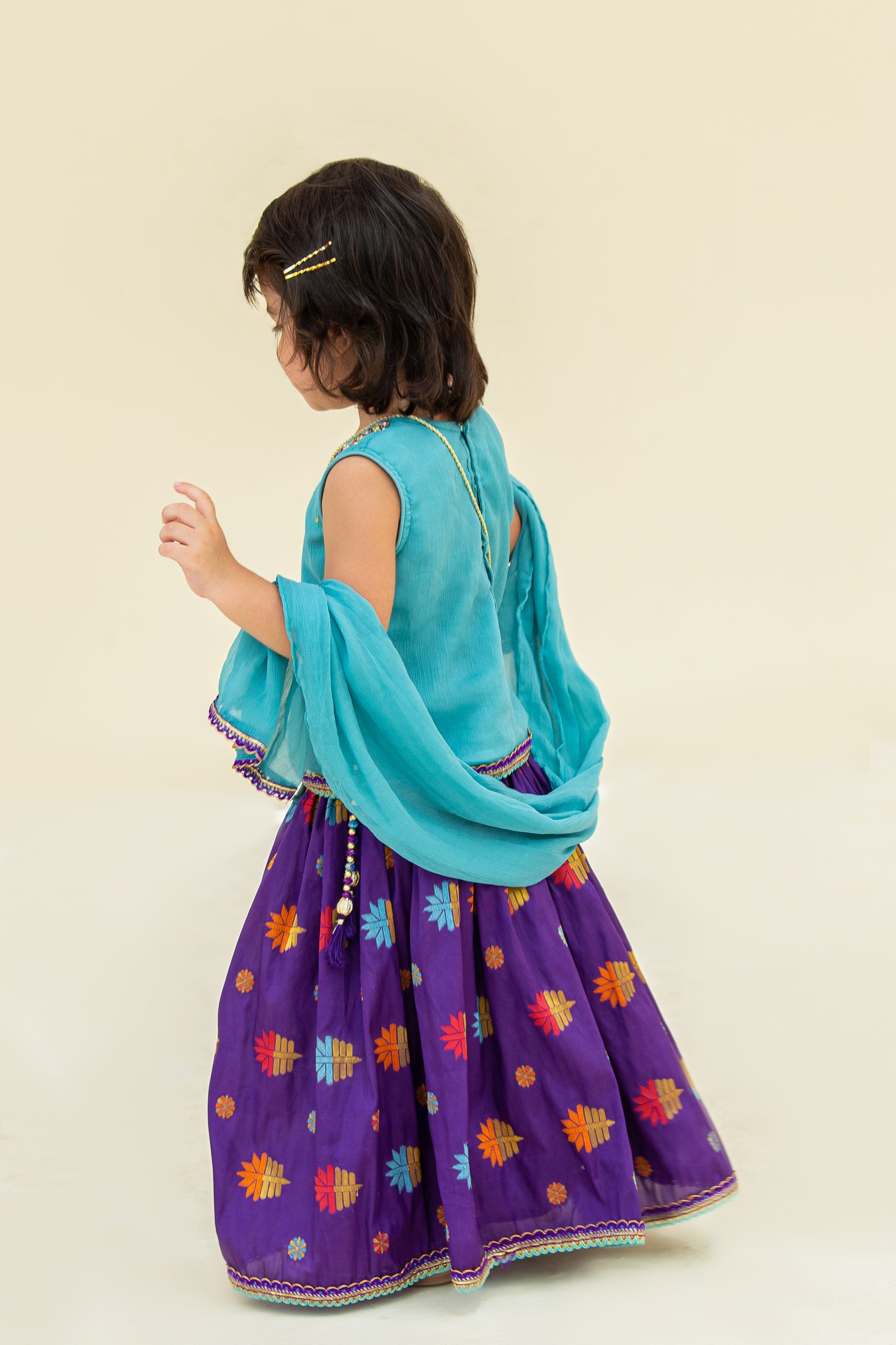 4 - piece Hand Embroidered Sharara Suit with Dupatta and Batwa.G10422