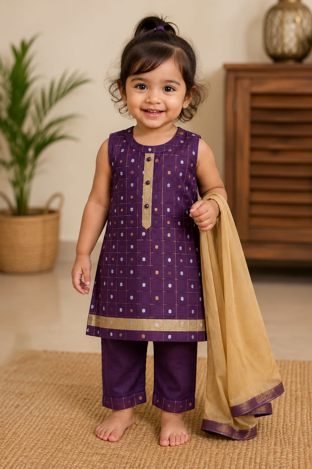 4 - piece Kameez Suit with Dupatta and Batwa. G10420 (2)