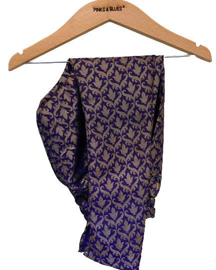 Royal Blue Chiffon Kameez with Banarasi Pants - Pinks & Blues