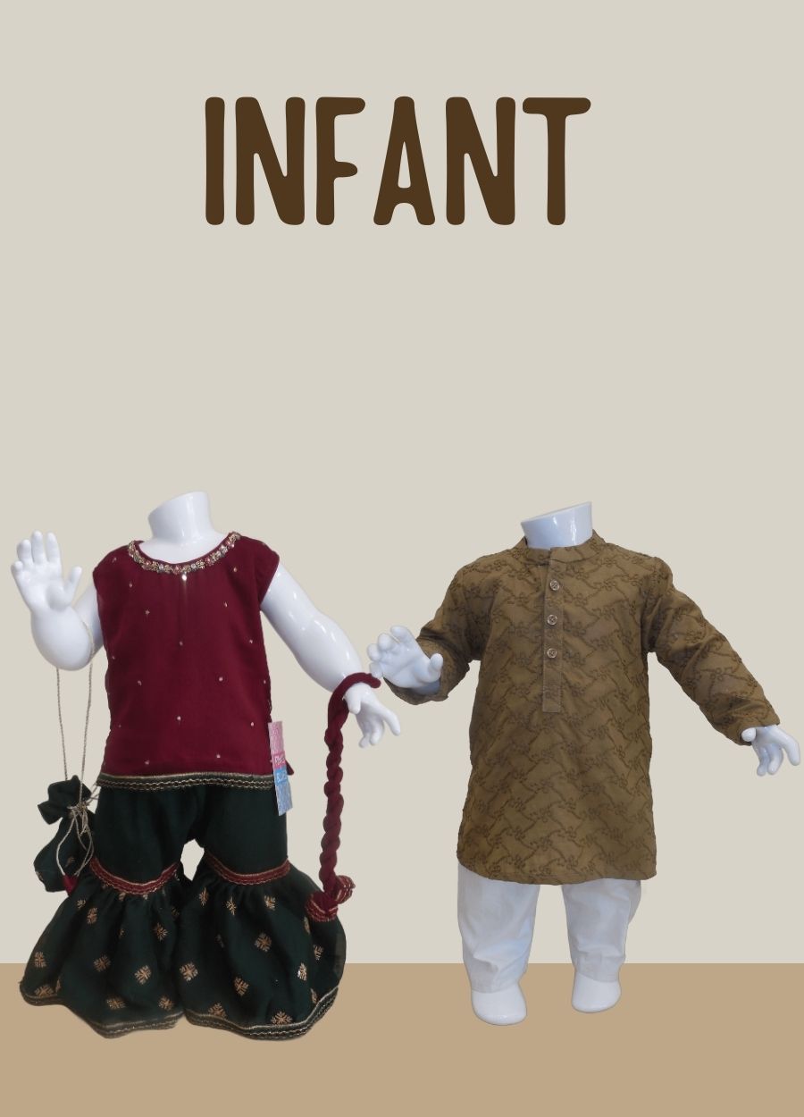 Infant sizes: 0-3 Months, 3-6 Months, 6-9 Months, 9-12 Months, 12-18 Months, 18-24 Months