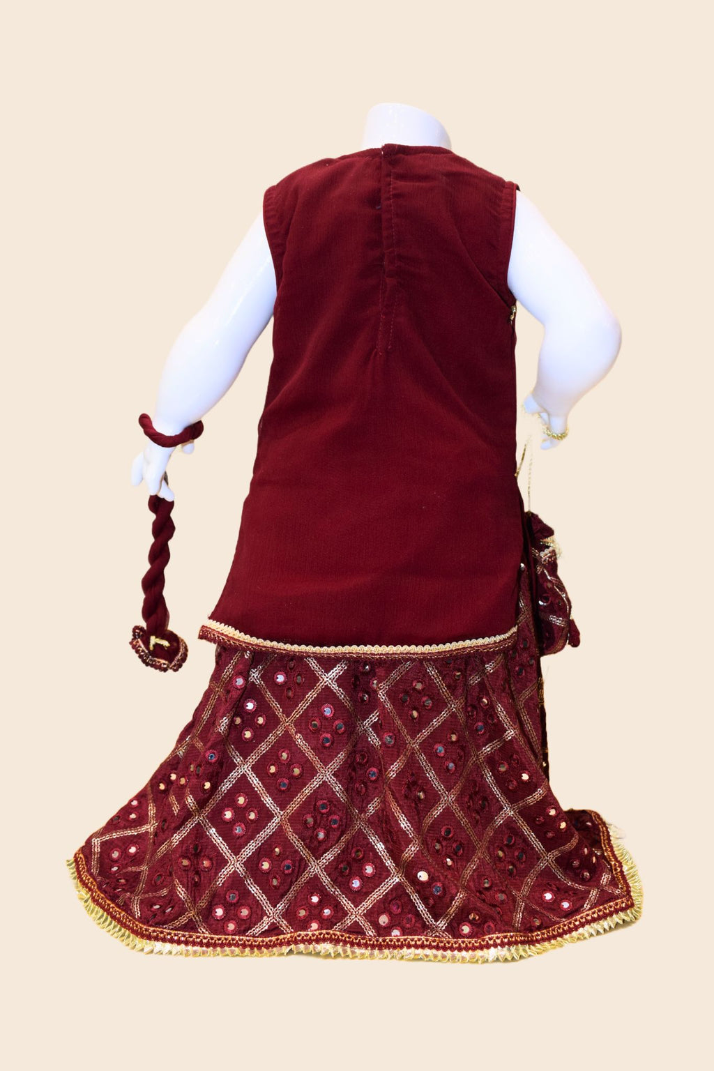 4 - piece Hand Embroidered  Sharara Suit with Dupatta and Batwa. G10504