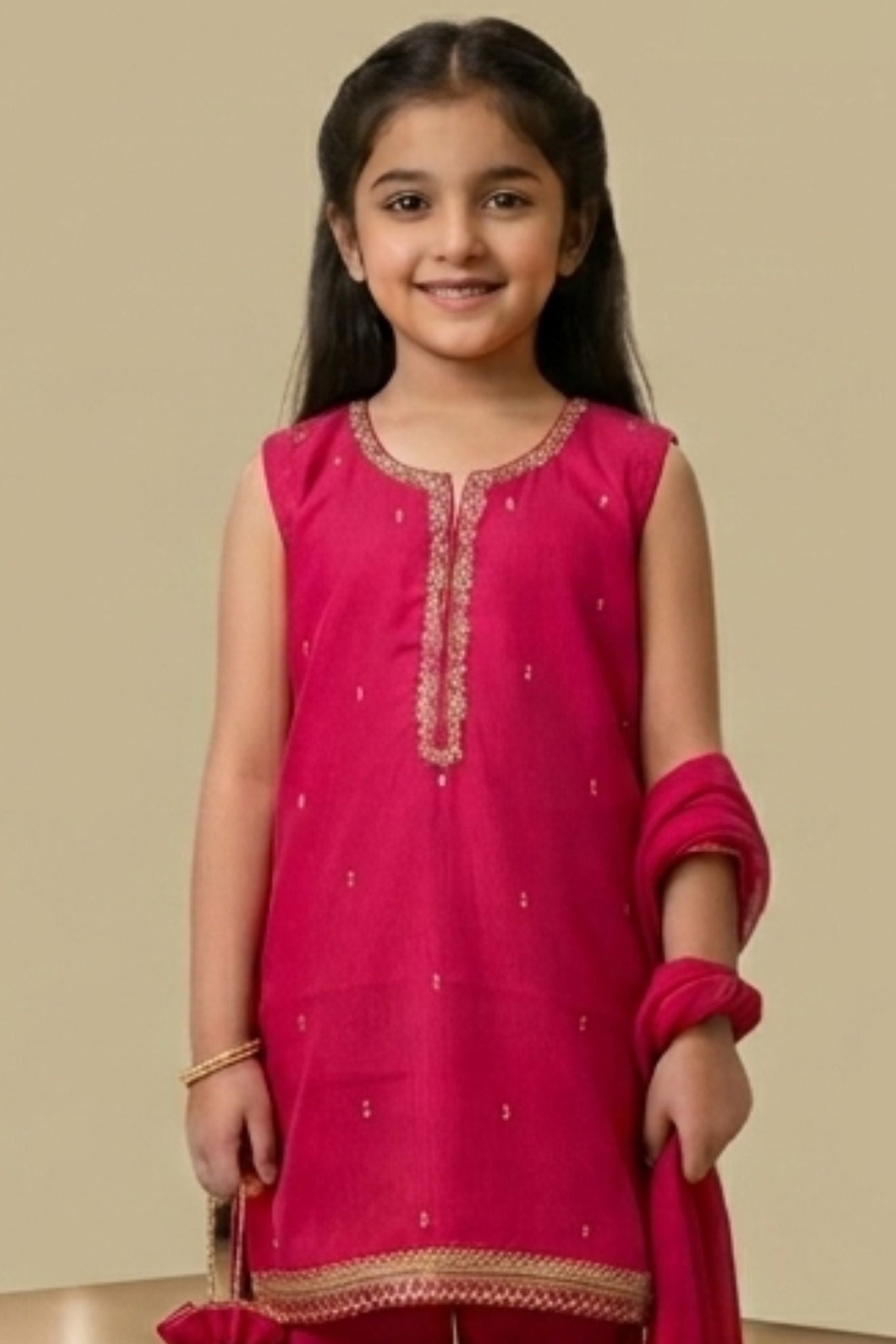 4 - piece Hand Embroidered Kameez Suit with Dupatta and Batwa. G104390