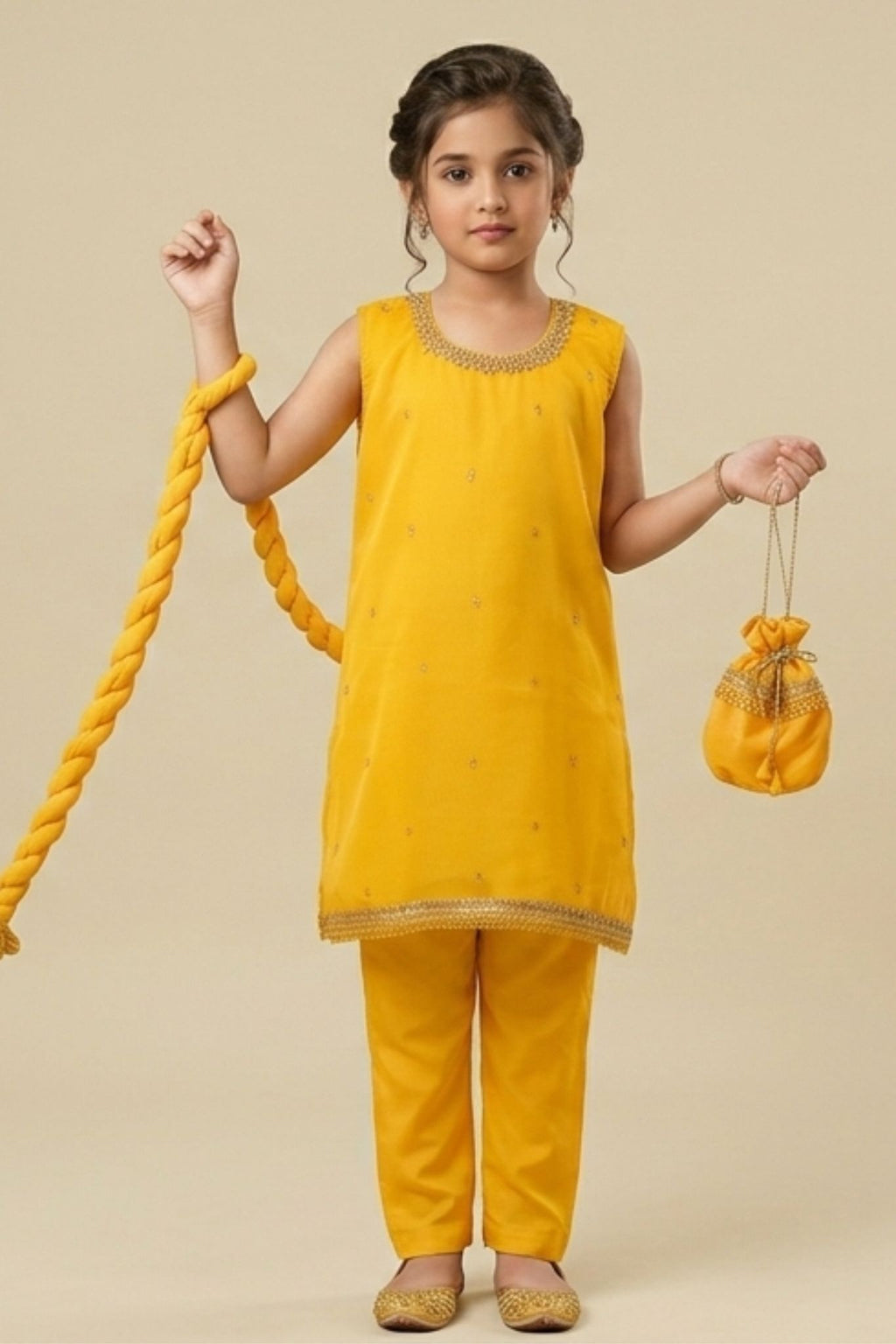 4 - piece Hand Embroidered Kameez Suit with Dupatta and Batwa. G10511