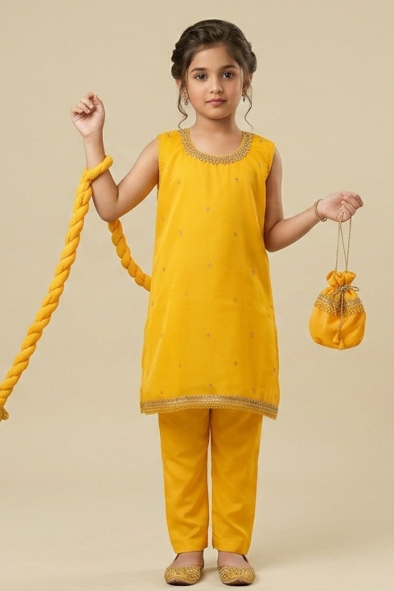 4 - piece Hand Embroidered Kameez Suit with Dupatta and Batwa. G10511