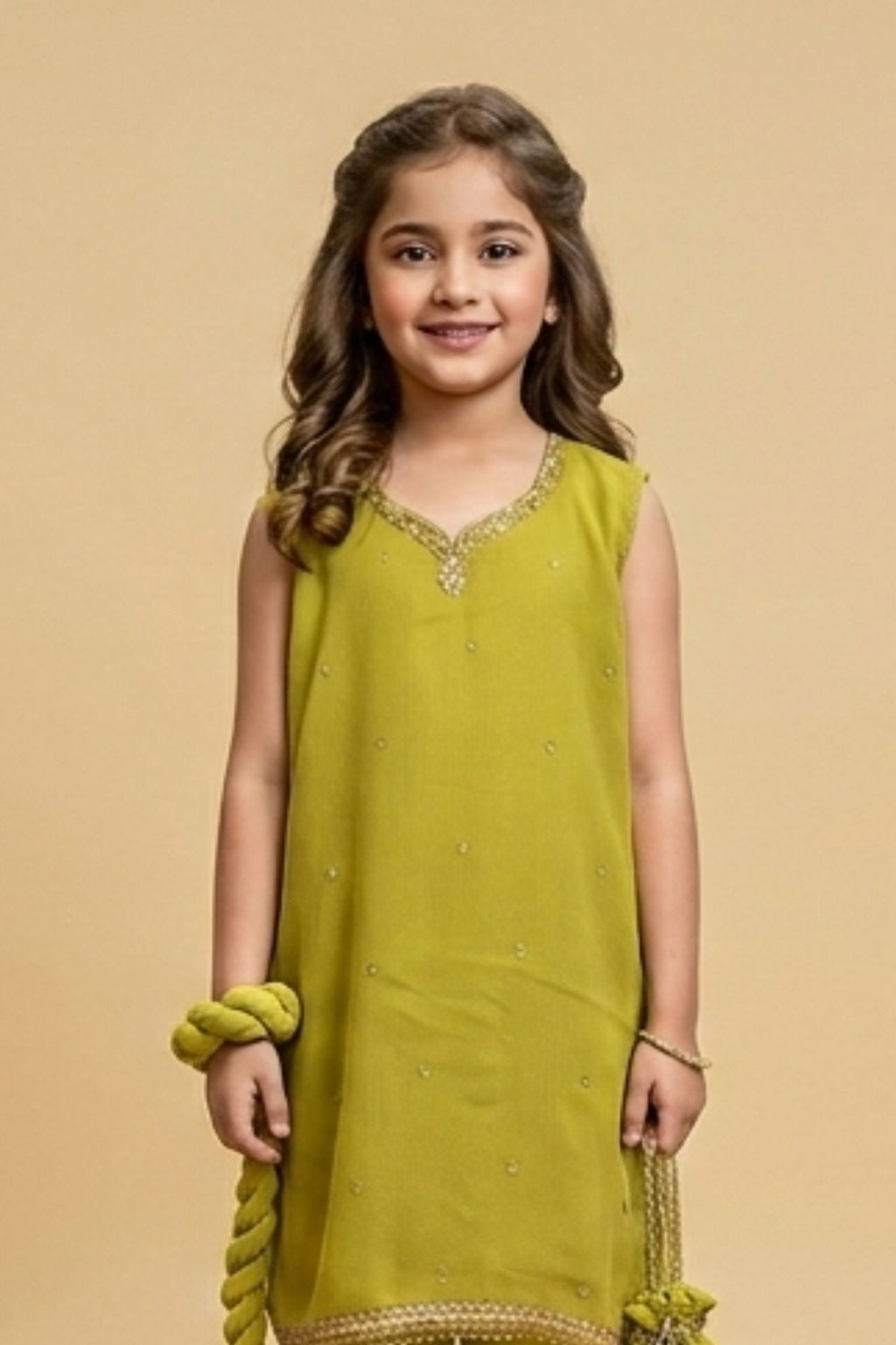 4 - piece Hand Embroidered Kameez Suit with Dupatta and Batwa. G10530