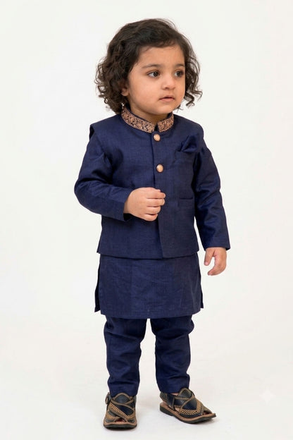 White kurta shalwar with hand embroidered waistcoat.B4005