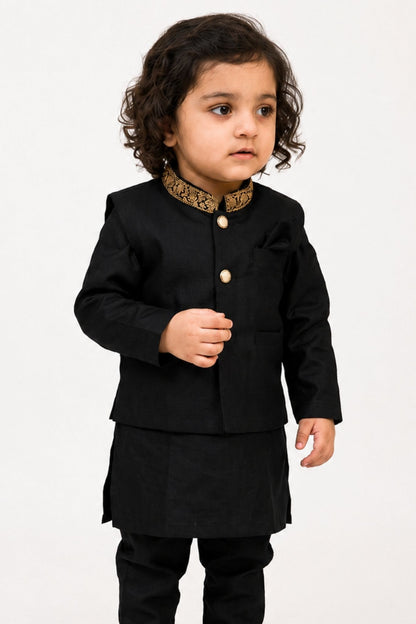 White kurta shalwar with hand embroidered waistcoat.B4005