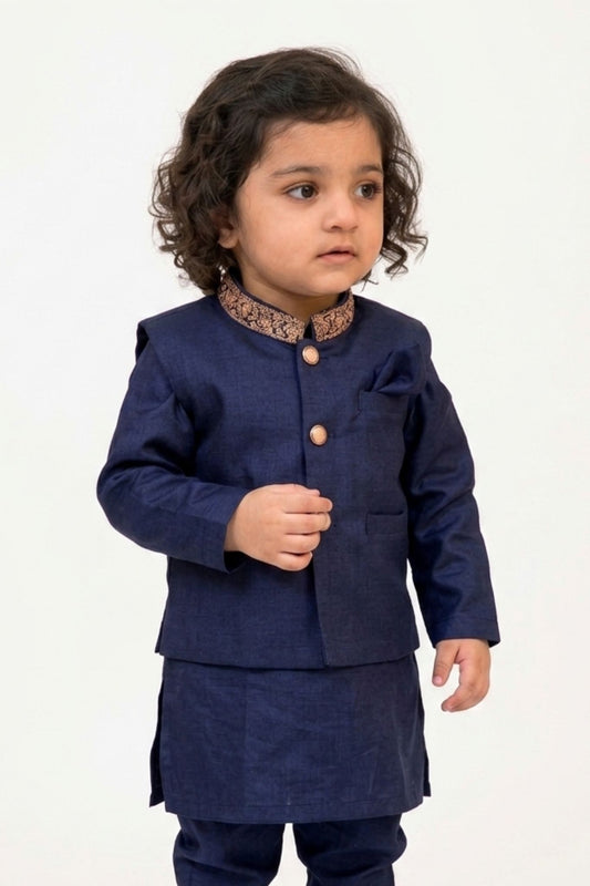 White kurta shalwar with hand embroidered waistcoat.B4005