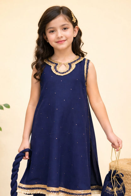 4 - piece Hyderabadi Kameez Suit with Dupatta and Batwa.G10432