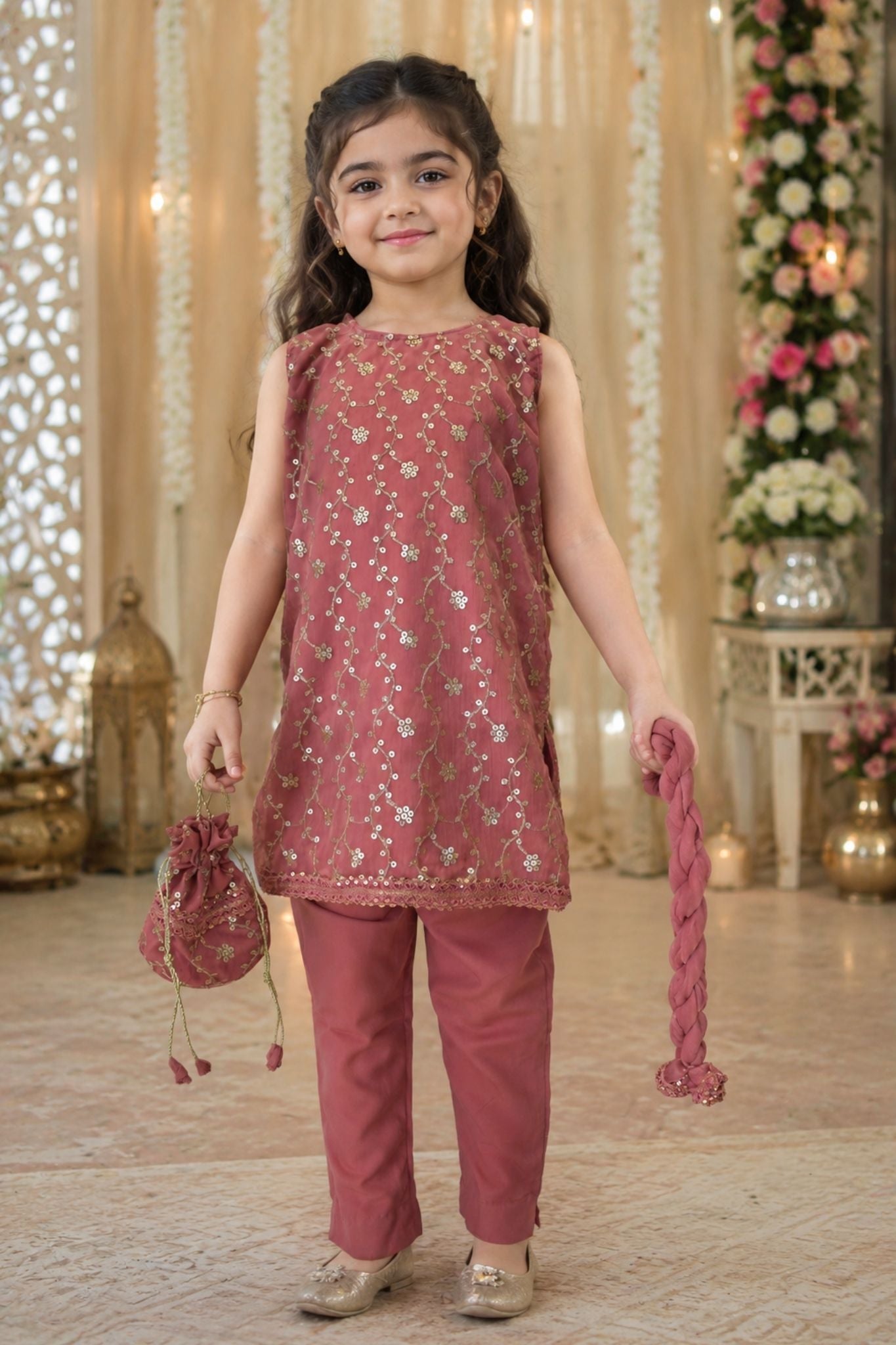4 - piece embroidered Kameez Suit with Dupatta and Batwa.G10410 (3)