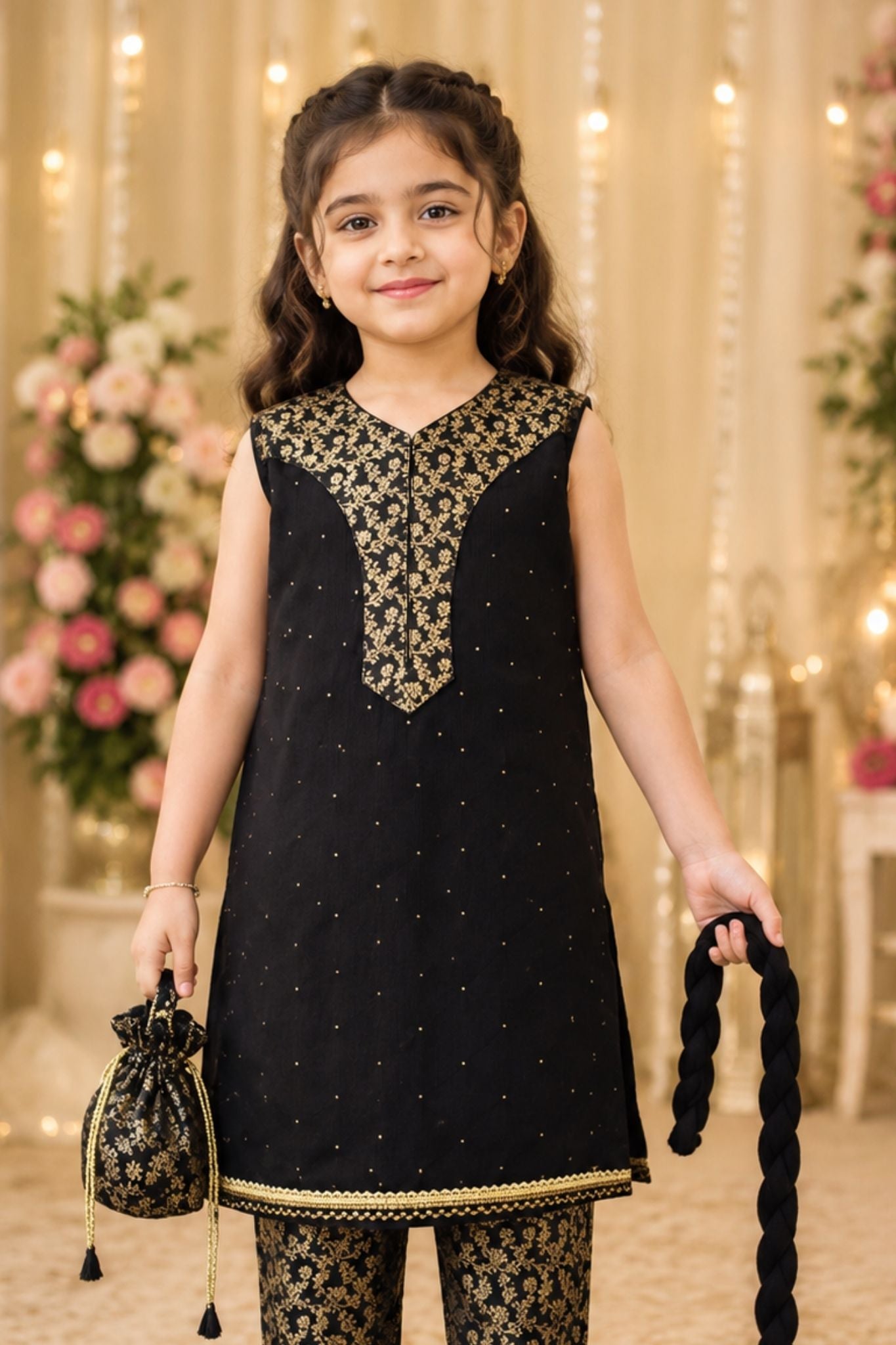 4 - piece Hand Embroidered Kameez Suit with Dupatta and Batwa. G10446 (1)