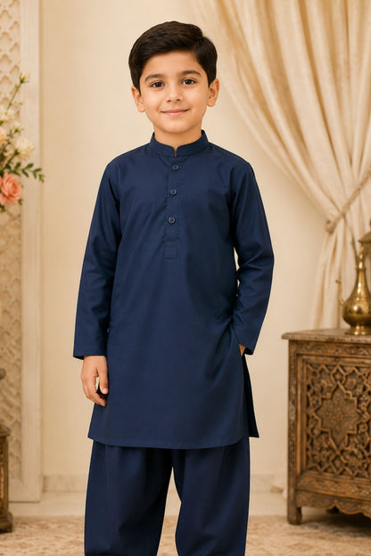White kurta shalwar.B4006 (Blue)