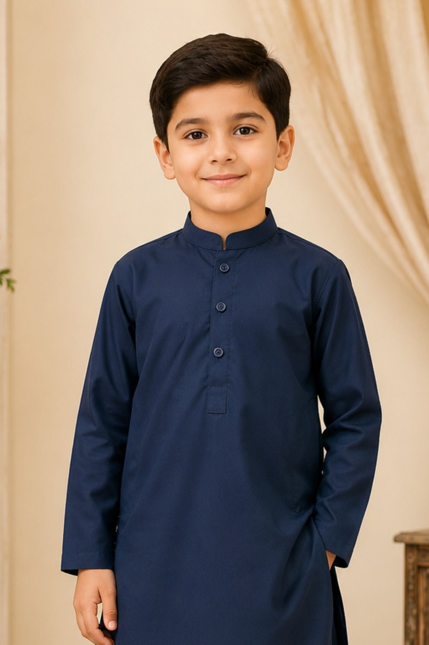 White kurta shalwar.B4006 (Blue)