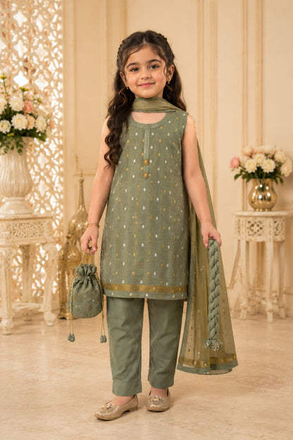 4 - piece Kameez Suit with Dupatta and Batwa. G10420