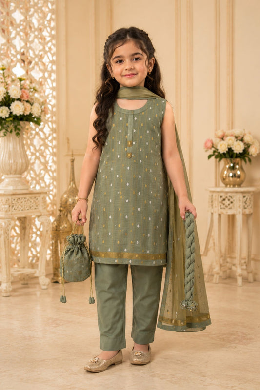 4 - piece Kameez Suit with Dupatta and Batwa. G10420