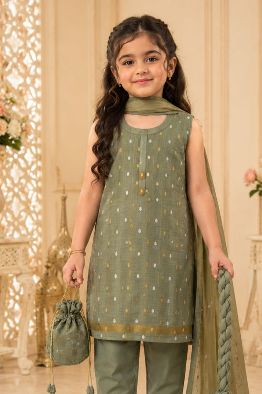 4 - piece Kameez Suit with Dupatta and Batwa. G10420