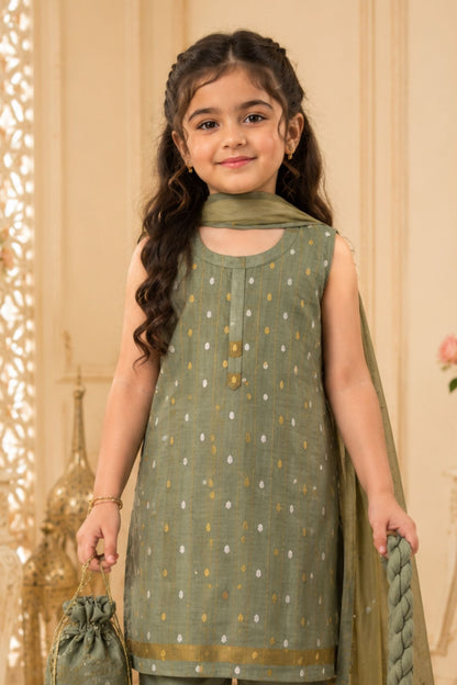 4 - piece Kameez Suit with Dupatta and Batwa. G10420