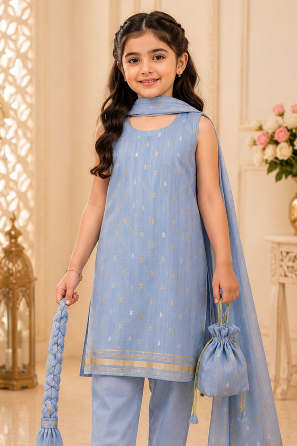 4 - piece Kameez Suit with Dupatta and Batwa. G104207 (ferozi)
