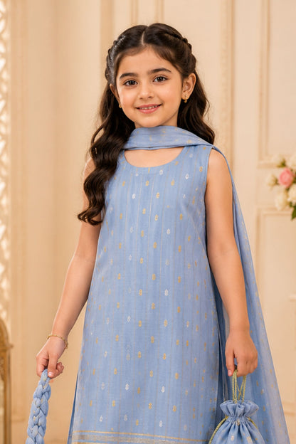 4 - piece Kameez Suit with Dupatta and Batwa. G104207 (ferozi)