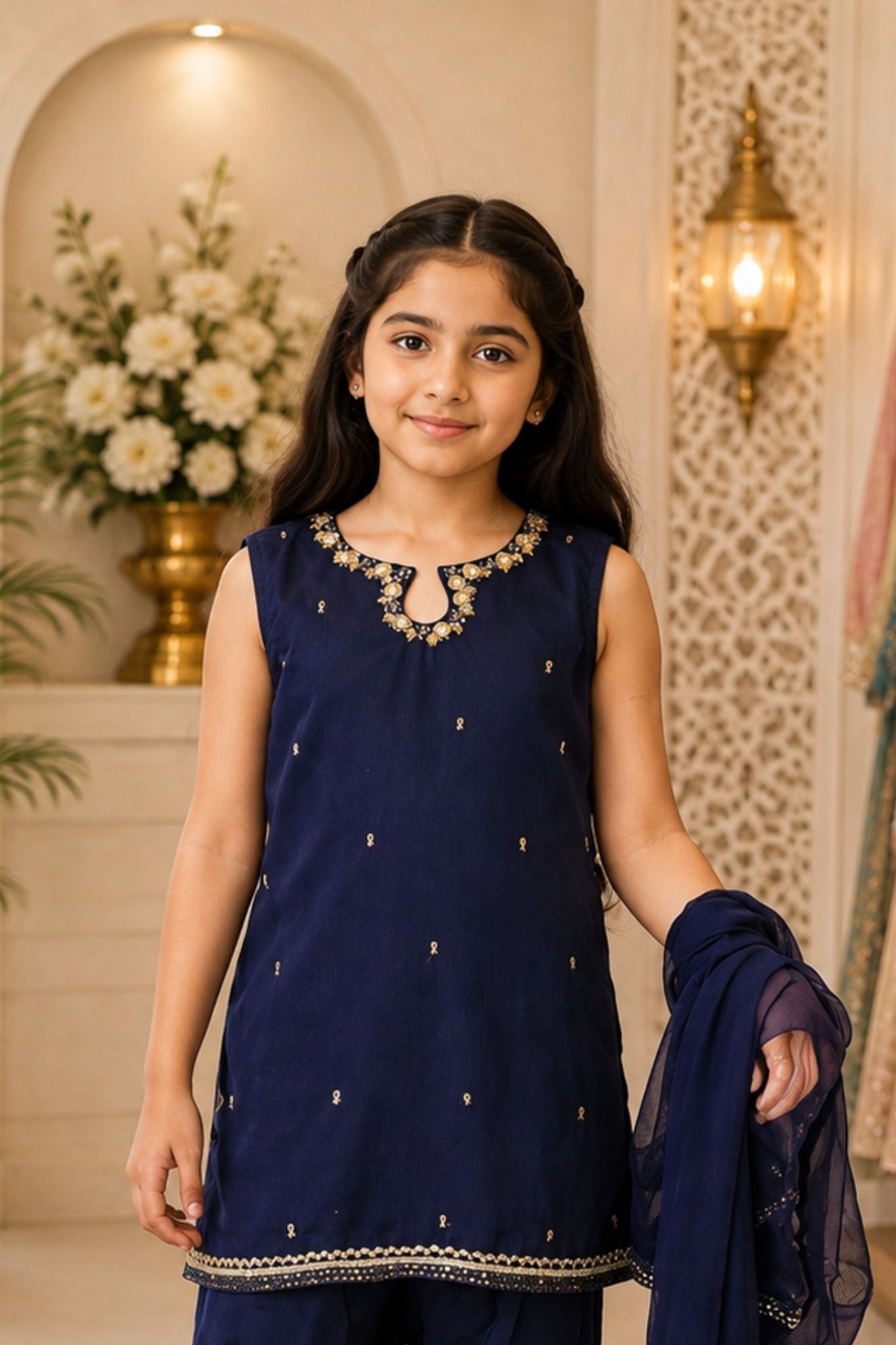 4 - piece embroidered  Gharara Suit with Dupatta and Batwa. Hyderabadi  1 (0001)