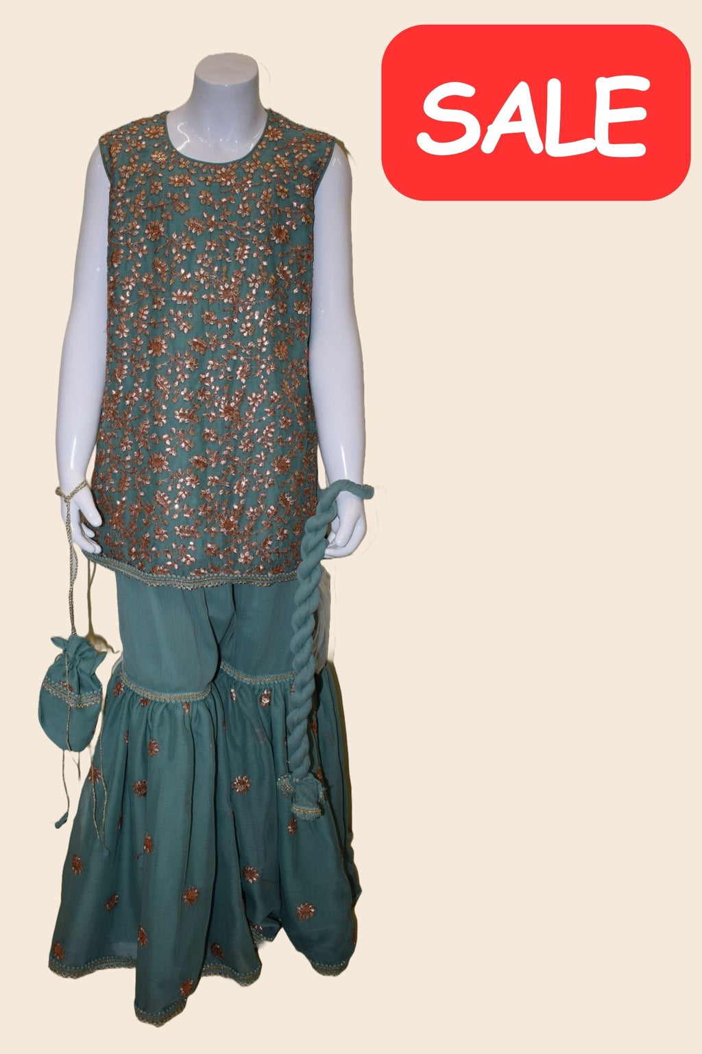 Chiffon Gota embroidered Kameez with Gharara