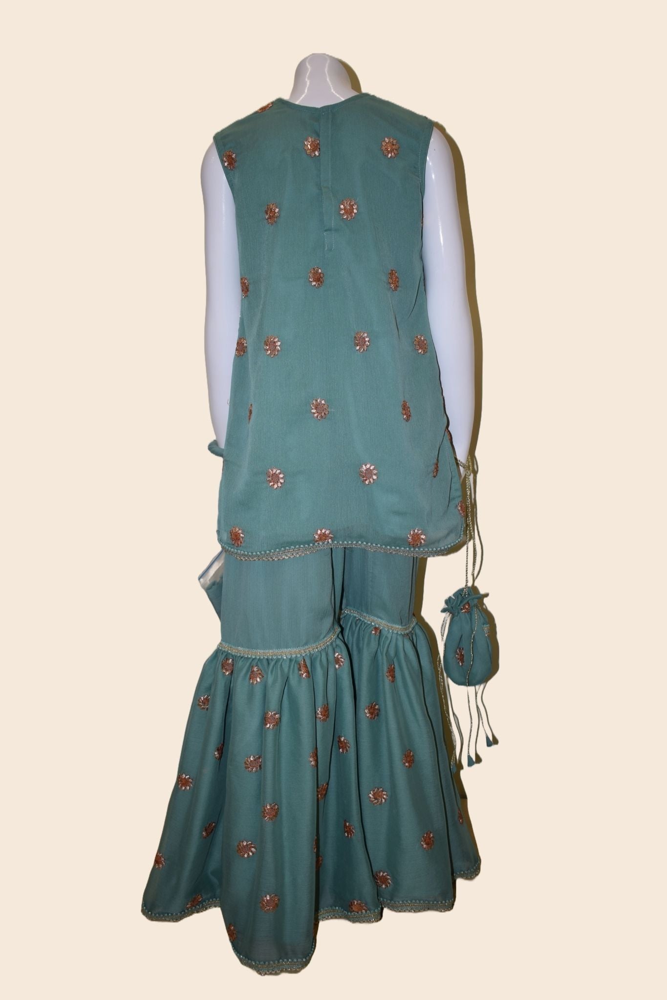 Chiffon Gota embroidered Kameez with Gharara