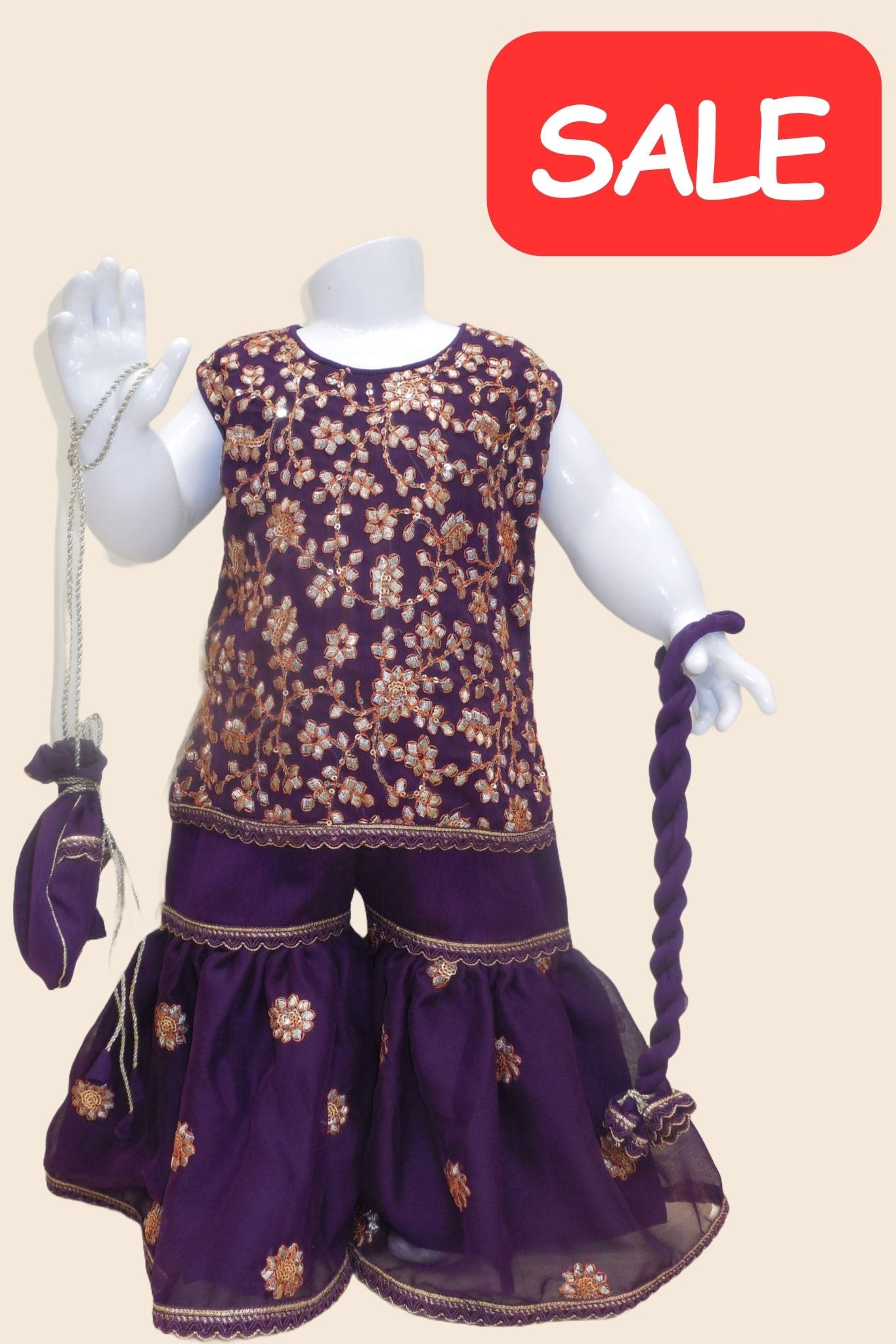 Chiffon Gota embroidered Kameez with Gharara