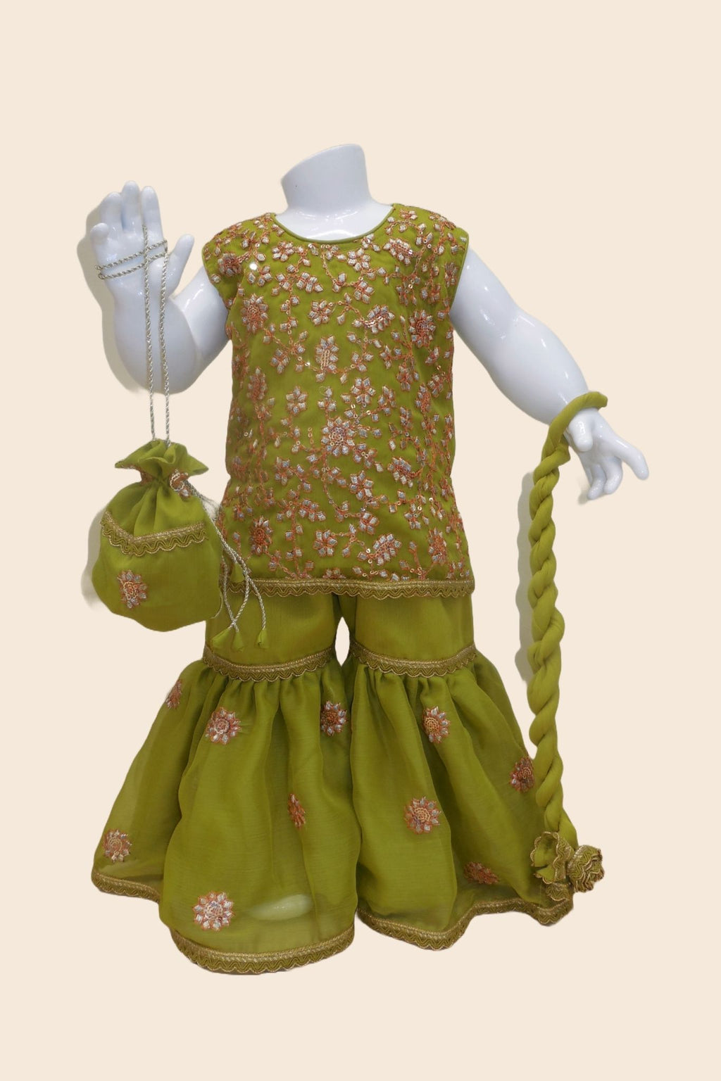 Chiffon Gota Embroidered Kameez with Gharara