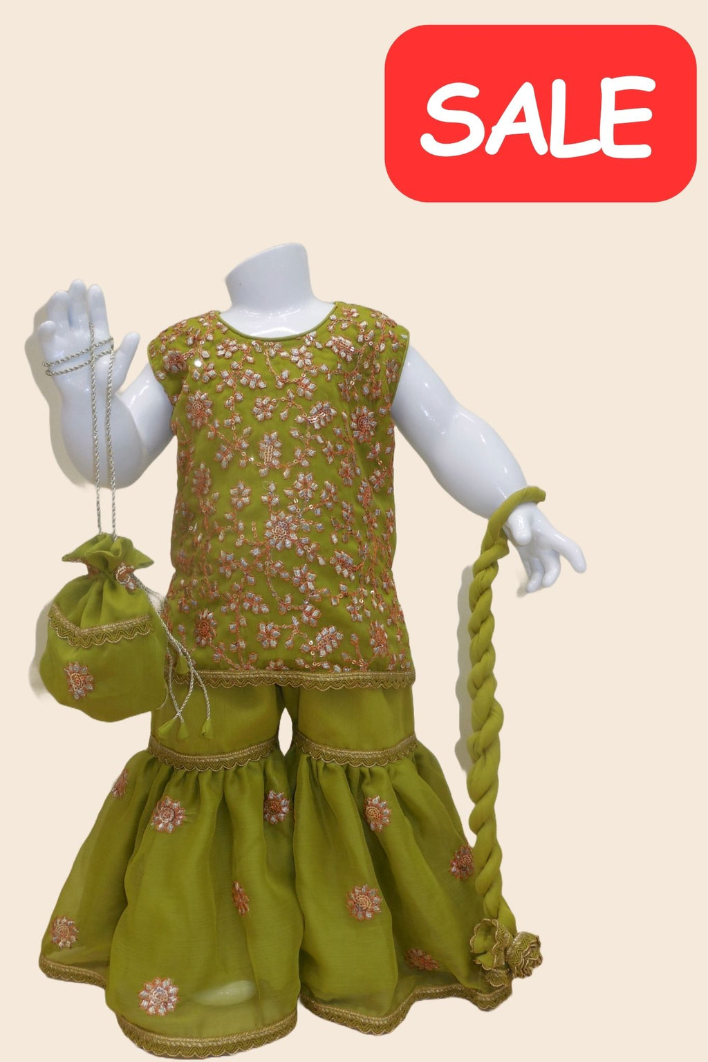 Chiffon Gota Embroidered Kameez with Gharara