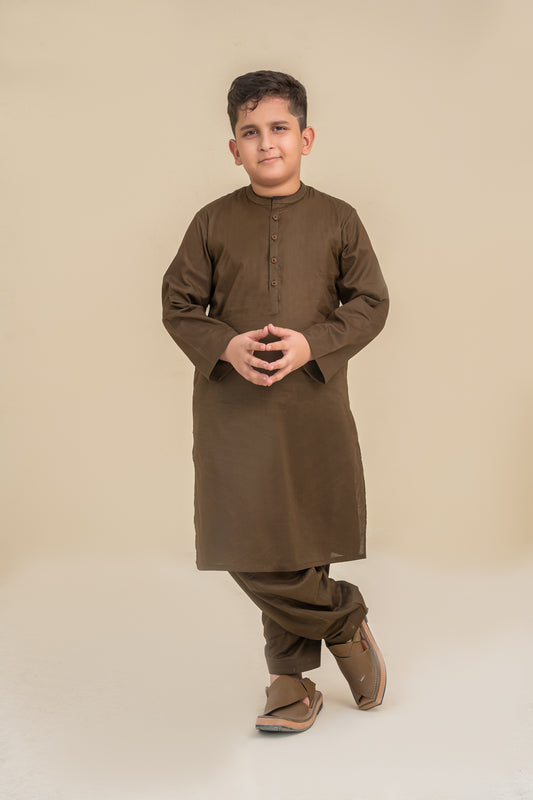 Olive green kurta shalwar.B3089