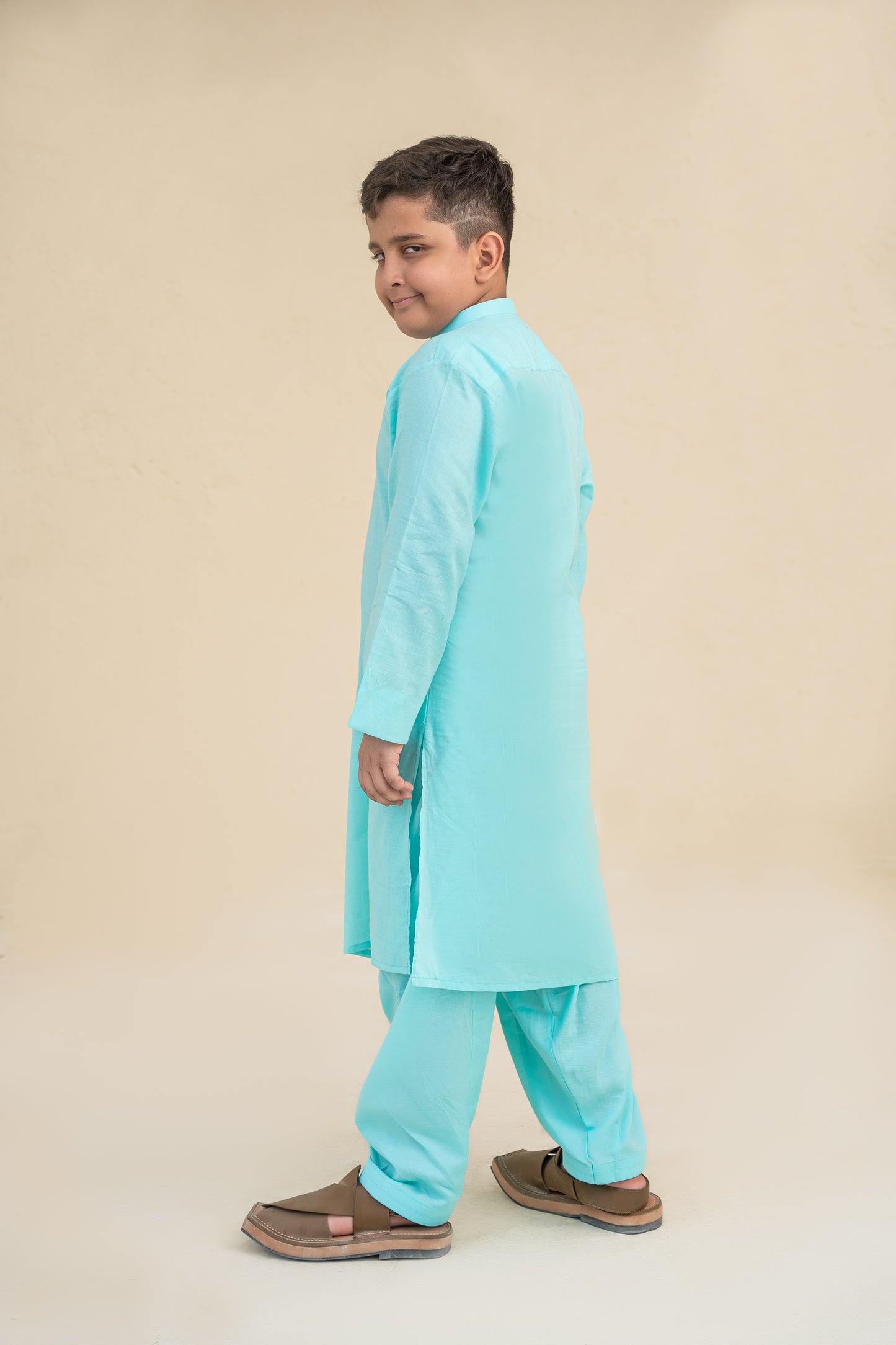 peacock blue kurta shalwar.G3091