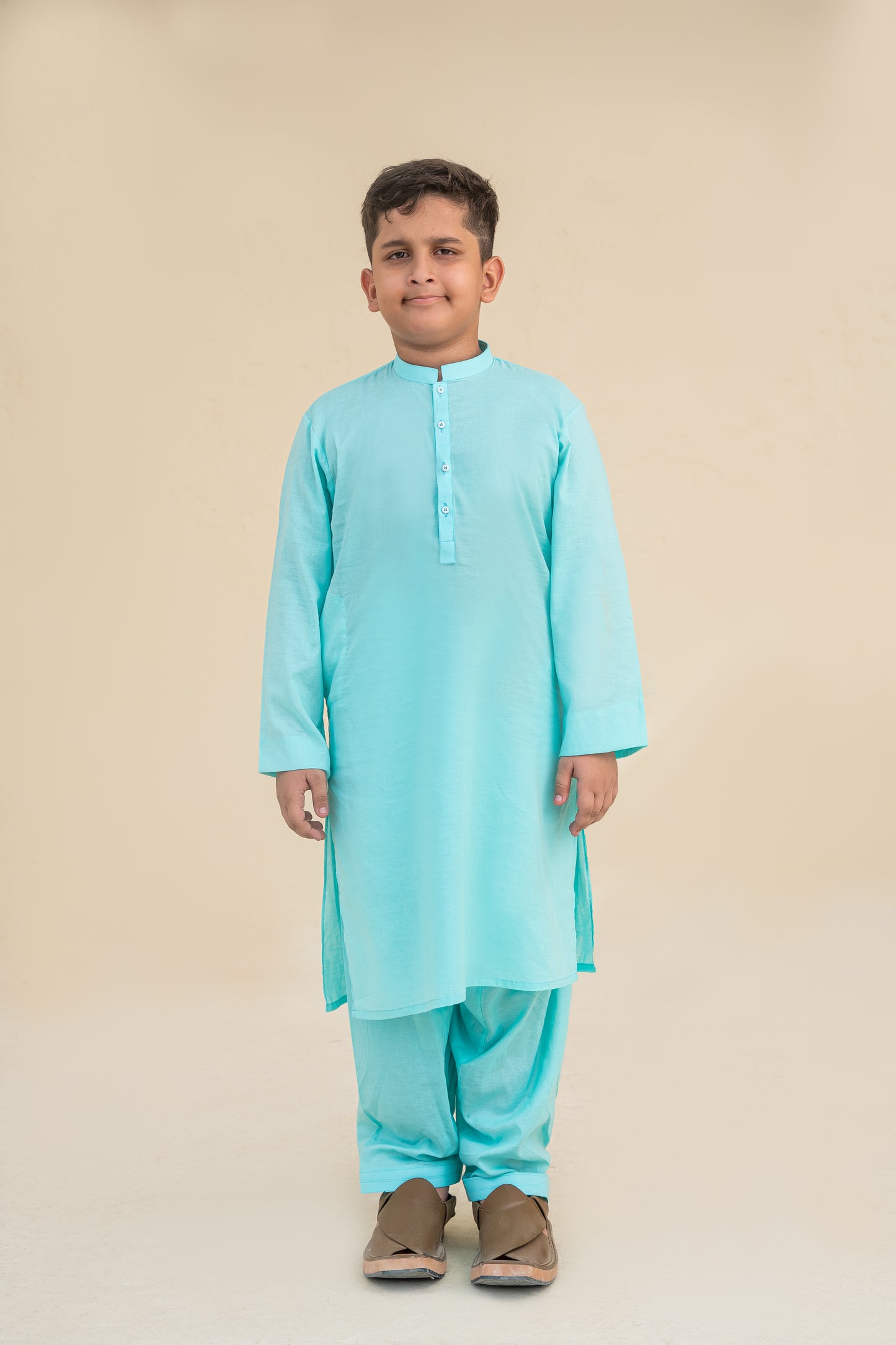 peacock blue kurta shalwar.G3091