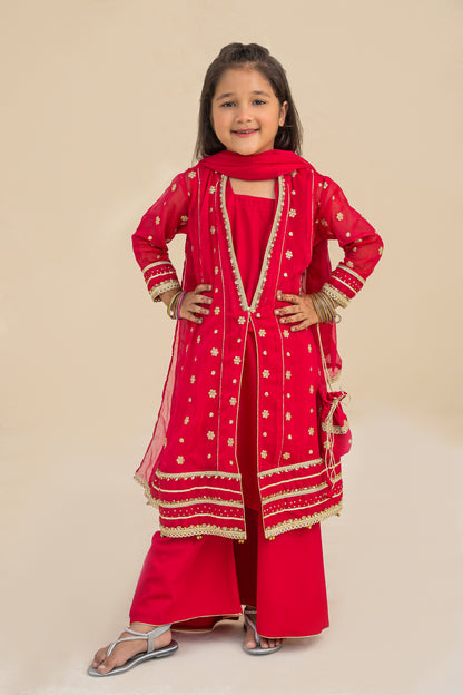 4 - piece Hand embroidered  Palazzo Suit with Dupatta and Batwa.G10418
