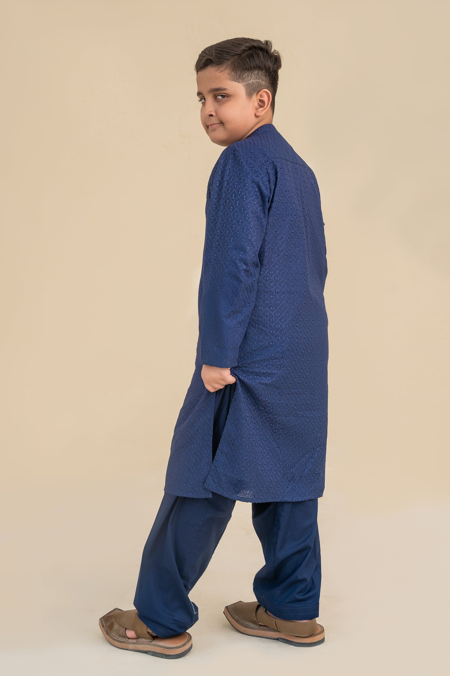 Navy blue kurta shalwar.B3087