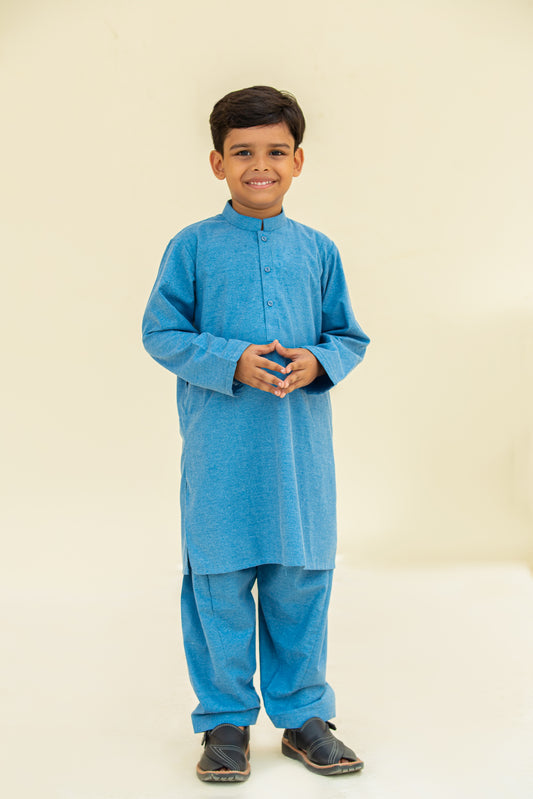 peacock blue kurta shalwar.G4002