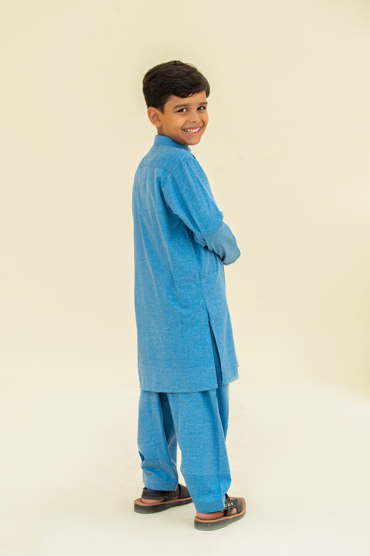 peacock blue kurta shalwar.G4002