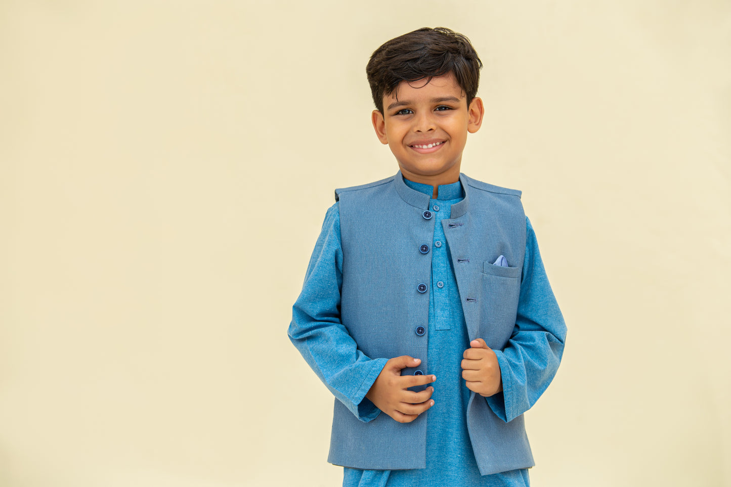 Ferozi kurta shalwar with waistcoat .B4001