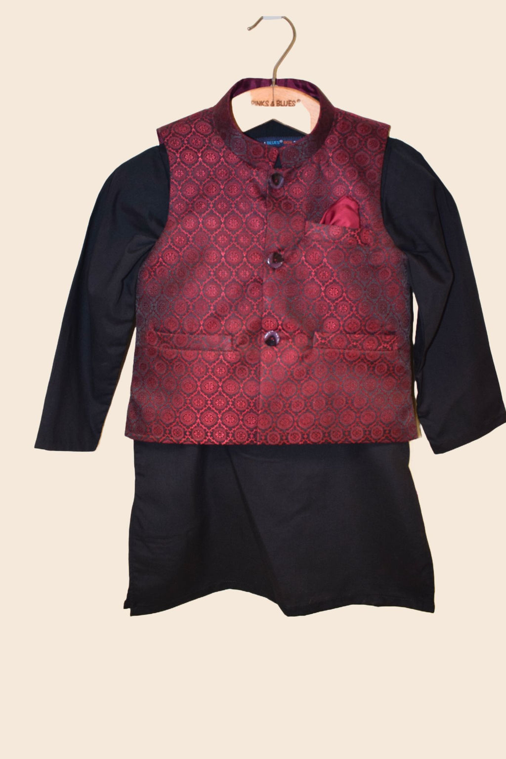 Black kurta shalwar with waistcoat .B30