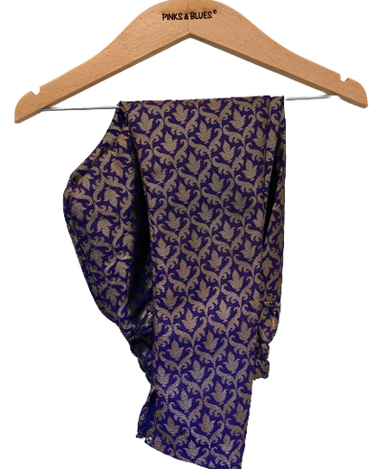 Royal Blue Chiffon Kameez with Banarasi Pants - Pinks & Blues 