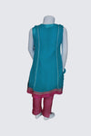 Turquoise Chiffon Kameez with Banarasi Pants - Pinks &amp; Blues 