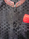 Black Hand-Embroidered Banarasi Sherwani - Pinks &amp; Blues 