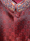 Red Hand-Embroidered Banarasi Sherwani - Pinks &amp; Blues 